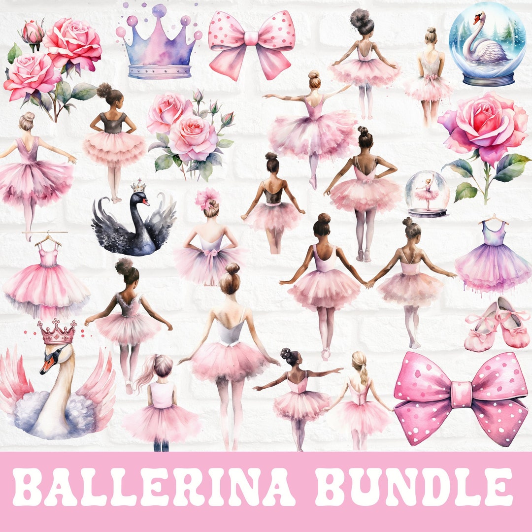 Ballet Dance Clipart for Nursery Wall Art, Watercolor Pink Ballerina ...