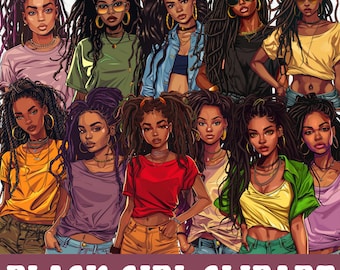 Black Girl Clipart, Fashion Clipart Bundle, Black Women Clipart, Black Girl Magic Clipart, Watercolor Black Girl Clipart, Fashion Girl PNG