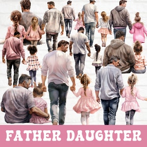 Father Daughter Clipart, Family Clipart Bundle, Fathers Day Clipart, Dad Clipart Bundle, Watercolor Clipart Bundle, Daughter Clipart Bundle