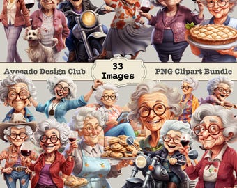 Paquete de imágenes prediseñadas de anciana divertida, abuela linda PNG, abuela borracha, abuela alegre, linda anciana de dibujos animados, imágenes prediseñadas de abuela, abuela yoga
