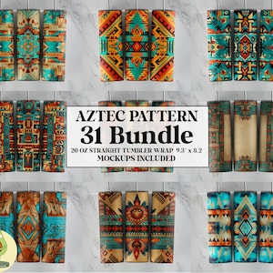 Aztec Tumbler Wrap Bundle, Mayan Tumbler Sublimation 20 oz, Western Skinny tumbler wrap design, Tumbler Bundle Design