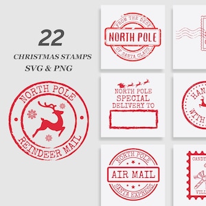 Paquete SVG de sello de Santa, paquete de svg del Polo Norte, sello de Navidad svg, santa saco svg, correo de reno svg, santa sello svg, santa carta svg PNG