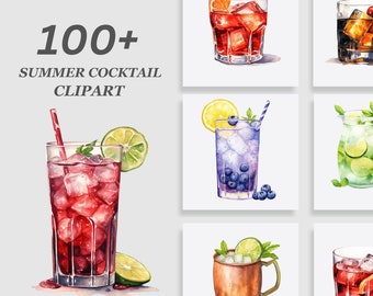 Cocktail Drink Clipart Bundle, Summer Drink Clipart, Alcohol Clipart Bundle, Summer Cocktail Clipart Bundle, Invitation Clipart Bundle