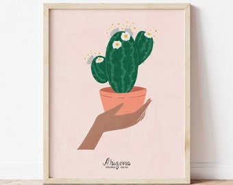 Arizona Gifts | State flowers | Cactus Art Print | Southwest Wall Art | Home Decor