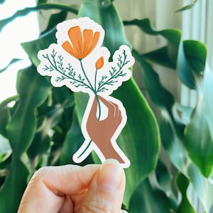 California Poppy Sticker - Flower Laptop Sticker - State flower water bottle Sticker - California Flower Sticker