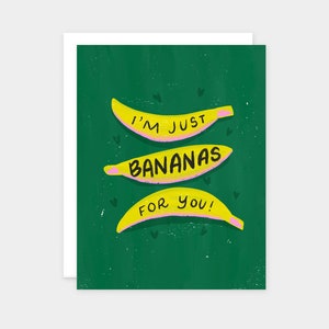 Banana Art | Fruit card | Punny birthday cards | Bananas about you | Nerdy Valentine Card | Geeky Valentine Card | Valentine puns