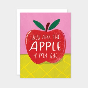 Apple of My Eye / Apreciación del maestro / Tarjeta de felicitación de Apple / Tarjeta Geeky Valentine / Juegos de palabras de San Valentín / Amo a mi novia