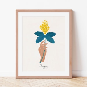 Oregon Grape | State flowers | Oregon Wall Art | Oregon Poster | Moving Away Gift | College Apartment Decor