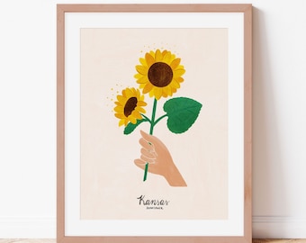 Kansas Sunflower Art Print | State Flower Illustration