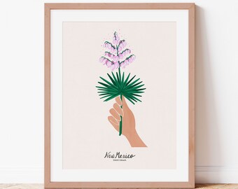 New Mexico Art | Yucca Plant | State flowers | New Mexico Wall Art | New Mexico Travel Poster | College Apartment
