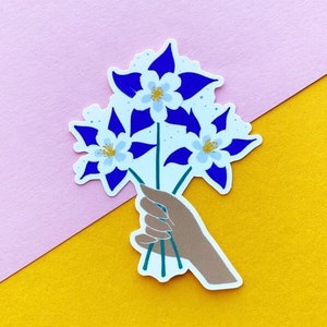 Akeleibloem | Coloradobloem | Staatsbloemen | Laptopsticker voor op reis | Geïllustreerde sticker