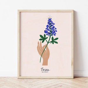 Texas Wall Art | Texas Bluebonnets  | State flowers | Texas Wildflowers | Native Wildflower | Home Decor