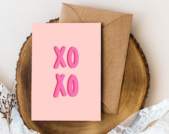 XOXO card | XOXO print | Hugs and Kisses | Galentines Day Card | I love my girlfriend | Valentines card for him