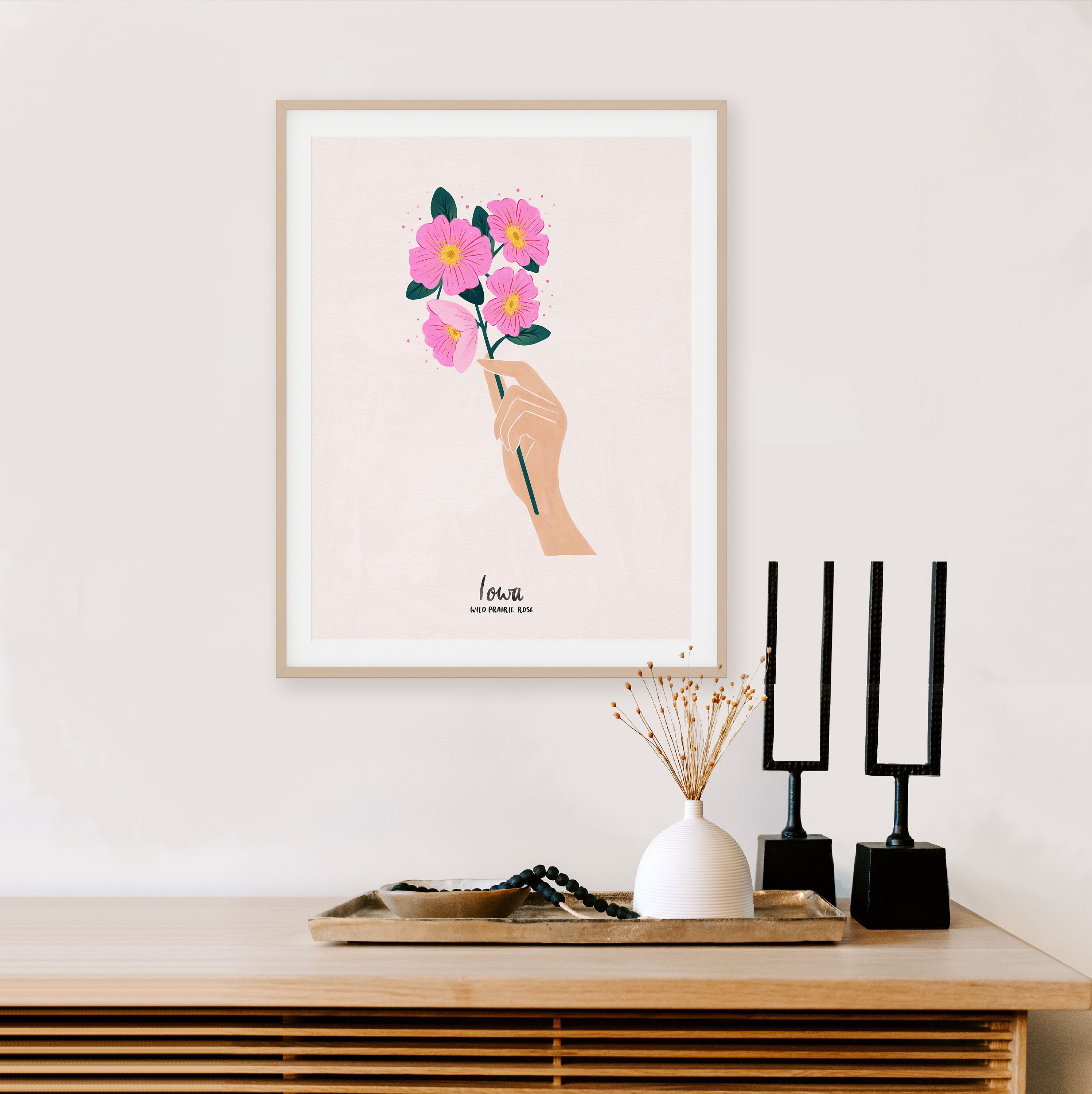 Iowa Wild Prairie Rose Art Print - Botanical Wall Decor - Etsy