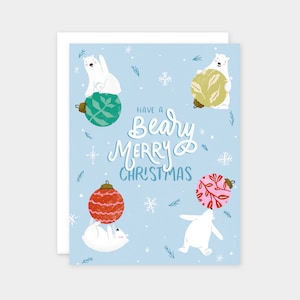 Bear pun funny Christmas Card | Beary Christmas Holiday Card | Cute Christmas Bear Card Animal Lover Gift