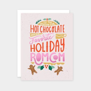 Hallmark Film Weihnachtskarte | Lustige Weihnachtskarte für Film-Liebhaber Geschenk |  Heiße Schokolade Lebkuchen Mädchen Weihnachtskarte