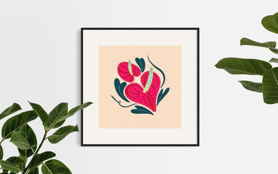 Anthurium Plant | Hawaii Wall Art | Hawaii Nursery Print | Native  Wildflower | Moving Away Gift - Etsy Israel