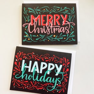 6er-Set | Weihnachtskarten-Packs | Botanische Weihnachtskarte | Weihnachtskarte Illustriert | Original Kunst Weihnachtskarten
