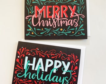 Botanical Christmas Card Set | Illustrated Holiday Cards, Original Art