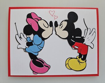 StampnShannon: Mickey Anniversary Kissing Minnie Love Grußkarte, 100 % hausgemacht