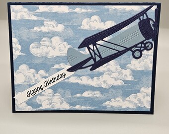 Happy Birthday/Airplane/Masculine Birthday/Handmade Greeting Card/All Occasion/Blank Card/Stampin Up/Stampnshannon