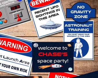 Space Signs - Outer Space Party Decoration - Astronauts - NASA Party - Instant Download- Adobe Reader PDf- Planet Sign- NASA Space Birthday