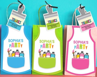 Art Favor Bags - Paint Candy Bag - Apron Goody Bag - Art Smock Favor Idea - Art Apron Cobbler - Pastel Art Party - Primary Colors Art Party