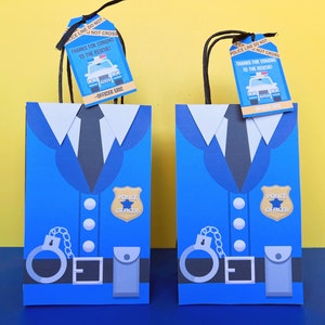Polizei-Bevorzugungs-Taschen -Polizei-Danke-Tags- Polizisten-Geburtstags-Party - Detektive - Polizei-Goodie-Beutel - Polizei-Abzeichen - Blaue Uniform-Taschen
