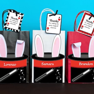 Magician Favor Bag - Magic Thank You Tag - Magical Party Bag - Magic Party Hat - Goodie Bag -  Bunny Favor Ideas - Abracadabra - Magic Wand