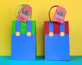 Overall Favor Bags - Candy Bag- Super Mario Inspired - Video Games - Gamer Party - Treat bags - Instant Download- Mario Brother Inspired