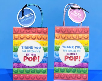 Pop it Favor Taschen - Color Push Pop Candy Bag - Zappeln Spielzeug Goody Bag - Poppers Pop Souvenir - Zappeln Sinnesspielzeug Tasche Vorlage - Bunt