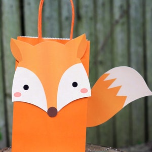 Fox Favor Bag - Bolsa de caramelos - Descarga instantánea - Animales del bosque - DIY Kids Party - Manualidades para niños - Goodie Bag - Archivo digital - Primer cumpleaños