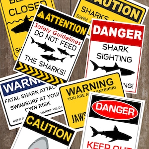 Shark Signs - Shark Party Decoration - Shark Photo Props - Under the Sea - Instant Download- Adobe Reader PDF- Shark Birthday Idea