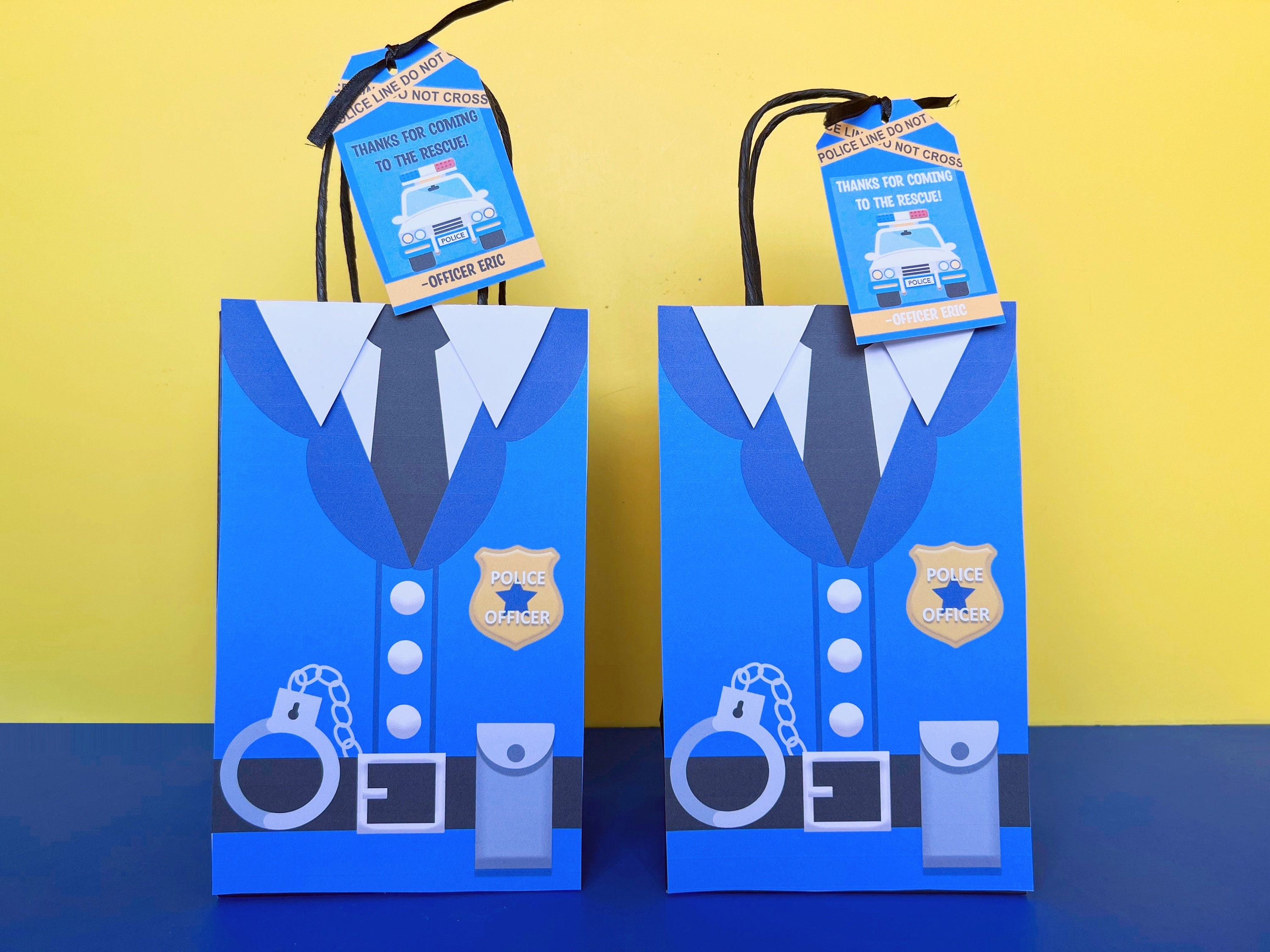 Politieagent gunst tassen - politie dank u tags - politie verjaardagsfeestje - detectives - politie Goodie Bag - politie Badge - blauwe uniforme tassen