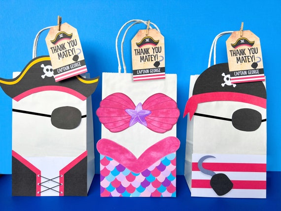 Pirate Favor Bags - Mermaid and Pirate Party - Twin Party Ideas