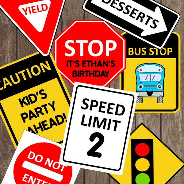 Wheels on the Bus Signs - Wheels on the Bus Party Decoration - First Day of School - Wheels on the Bus Party Decoration - Instant Download