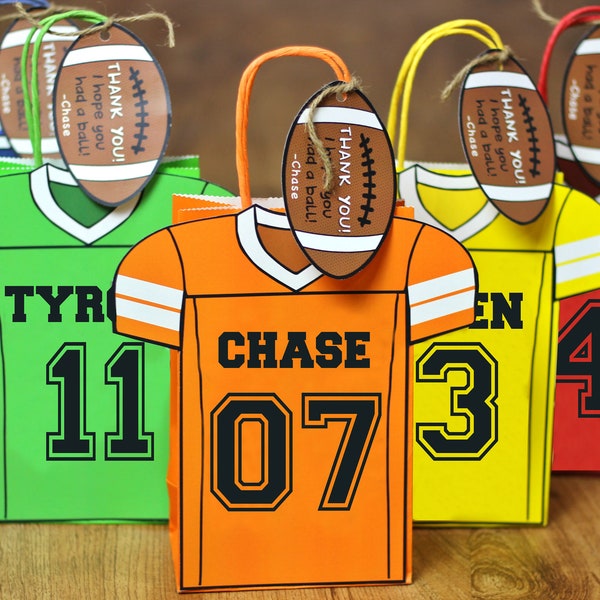 Football Favor Bags - Super Bowl - Kinderparty - Sport - Schulteam Pride - Jersery Banner - Sportparty - Trainerideen - Fußballparty