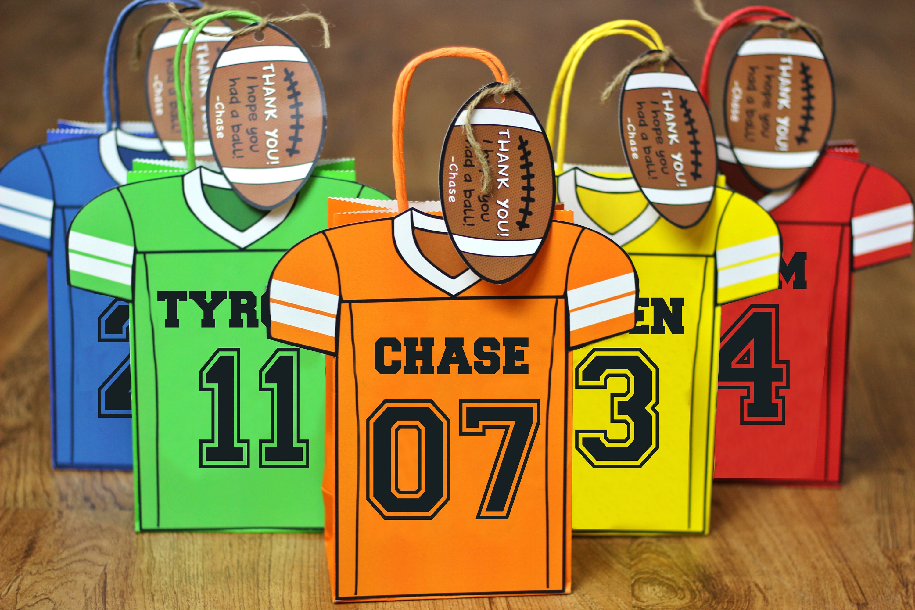 Football Favor Bags - Super Bowl - Kids Party - Sports - School Team Pride - Jersery Banner- Sports Party- Coach Ideas- Football Party