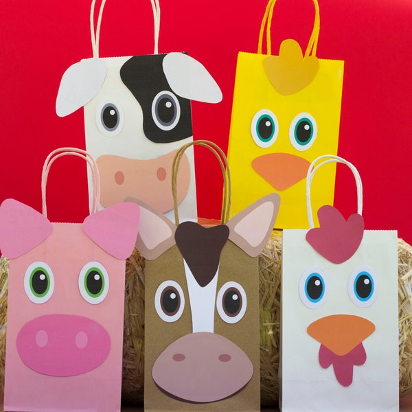 Farm Favor Bags - Barnyard Goodie Bags - Old McDonald Had a Farm Party - Barn Field Trip - Barn Animal - Barnyard Bash - Cow Bag - Horse Moo