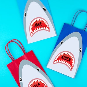 Shark Favor Bags - Candy Bag - Goody Bag - Favor Ideas - Under the Sea Party - Jaw some - Instant Download- Adobe Reader Edit- Jaws