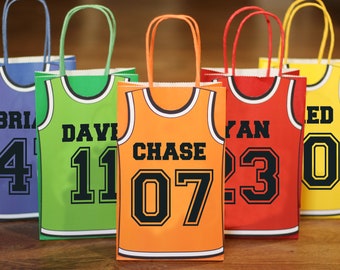 Editable Basketball Party Favor Tags Personalized Jersey 