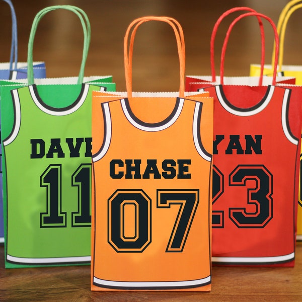 Basketball Favor Bags - Candy Bag - Goody Bag - Favor Ideas - Jersey - Basketball Party - Sports Party - Instant Download- Adobe Reader Edit