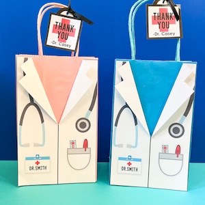 Doctor Favor Bags - Candy Bag - Party Favors - Nurse - Doctor Coat - Medicine Thank You Tags - Hospital Bag - Doctor Tags -Goody Bag -