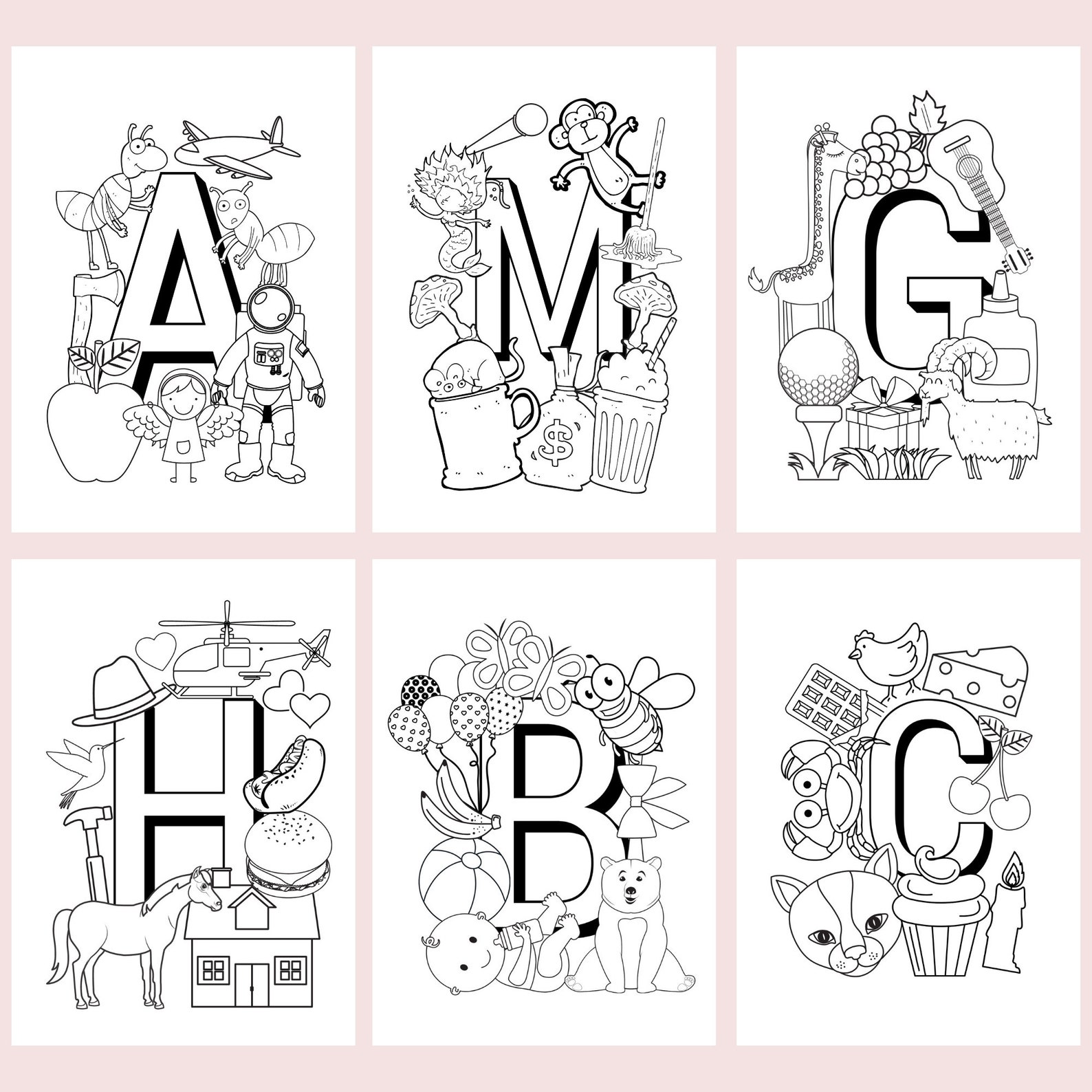 Coloring book for kid Alphabet coloring pages 26 different Etsy