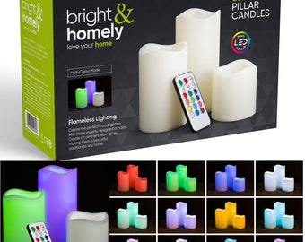 Colour Changing LED Candle Flameless Flickering LED Wax Mood Set with Remote