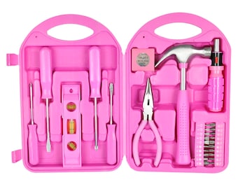 28pc Ladies Pink Tool Kit Set with Hard Storage Carry Case  Household Home DIY