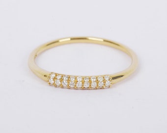 14K Solid Gold & Diamond Petite Ring/ 0.15 CTW Natural Diamonds / Stacking Ring / Yellow, White, Rose Gold/ Mothers Day Gift