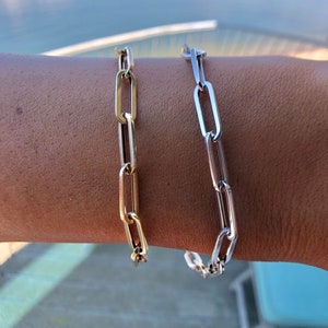 14K Gold PaperClip Chain Bracelet / 12.5mm x 4.25mm / White Gold / Rose Gold / Yellow Gold/ Handmade Gift
