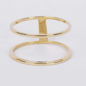 Solid 14K Gold Two Band Ring / Stackable Ring / 14K Yellow Gold /  Handmade Gift