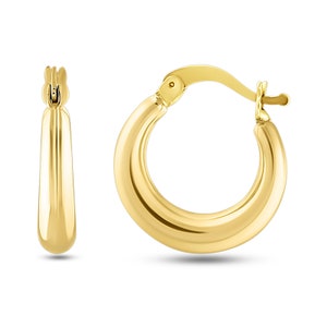 Créoles dôme en or 14 carats / 3,20 mm / Or blanc, jaune ou rose / Cadeau fait main
